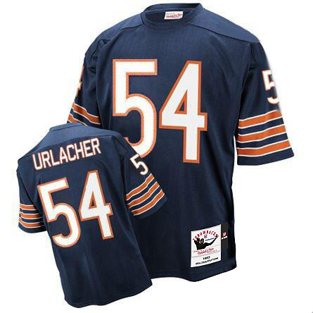 Men's Authentic Brian Urlacher Mitchell and Ness Jersey Navy Blue Home - #54 Throwback NFL Chicago Bears